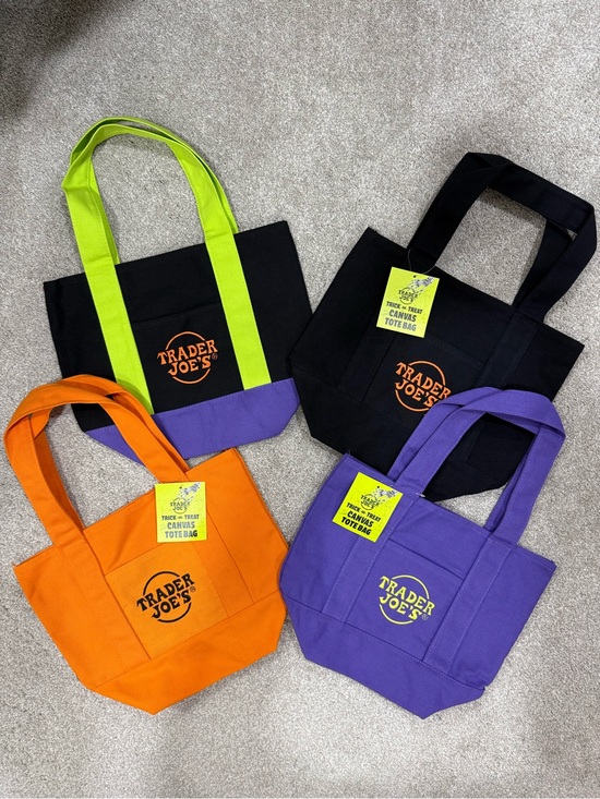 Trader Joe'S Handbags - Trader Joe's Canvas Tote - Black with Lime and Purple Trim